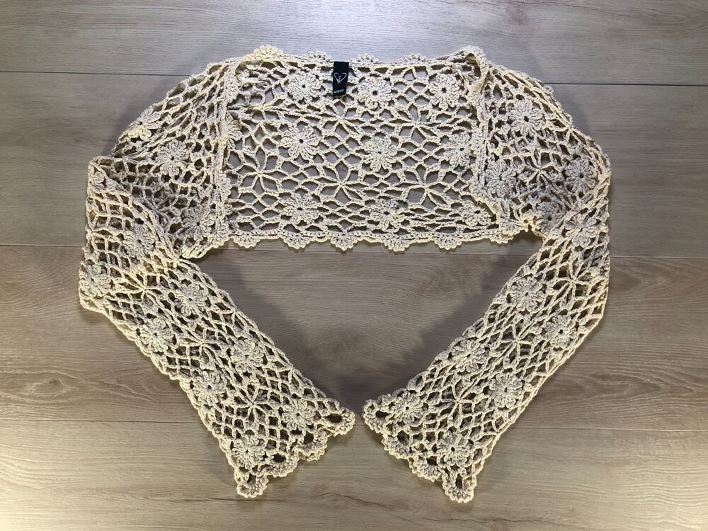Windsor Crochet Shrug Bolero Beige Small [0027]